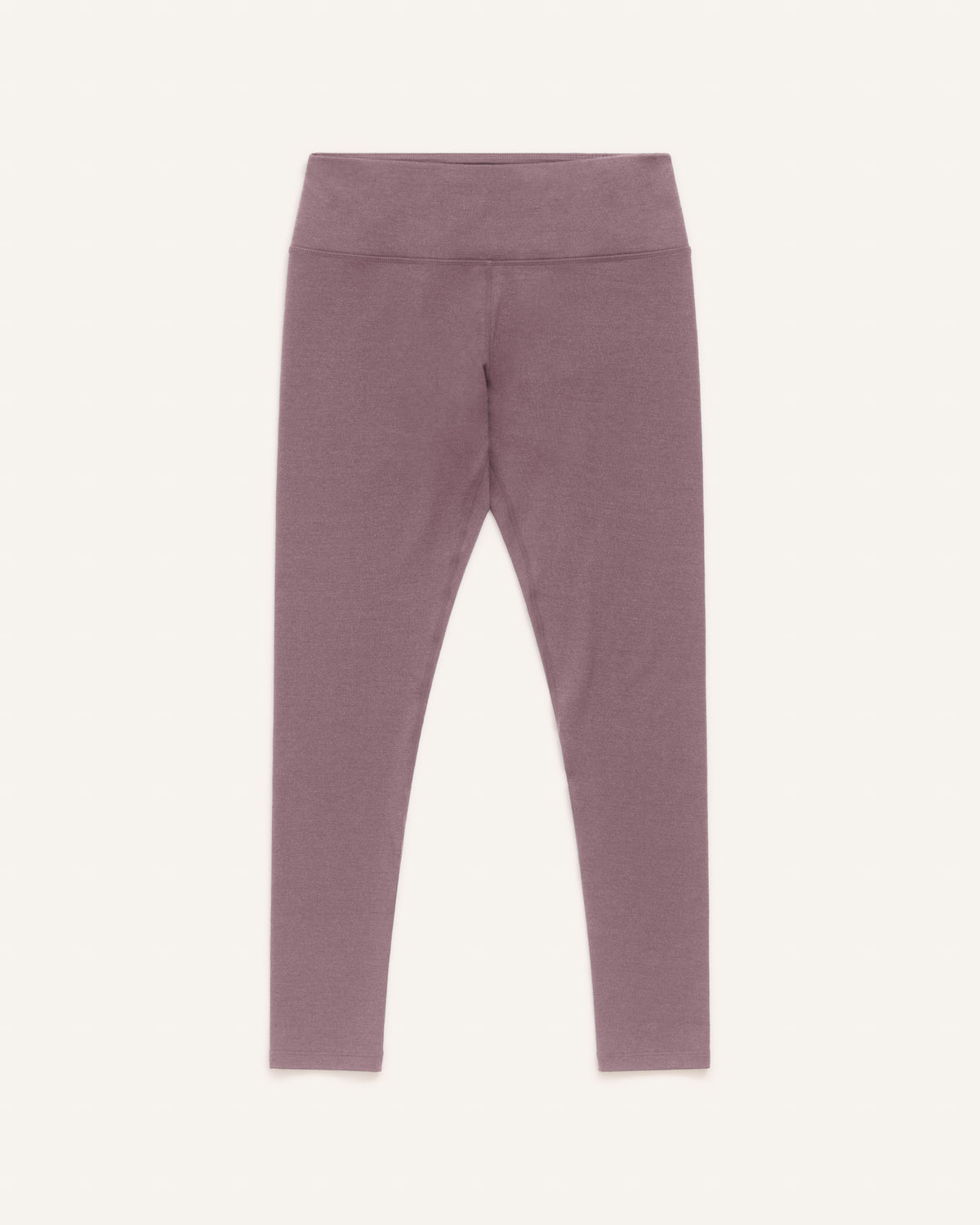 Laydown of Summit Legging in Lavender, a dusky muted purple color. Summit Legging is a merino wool legging available in sizes XS-3X.