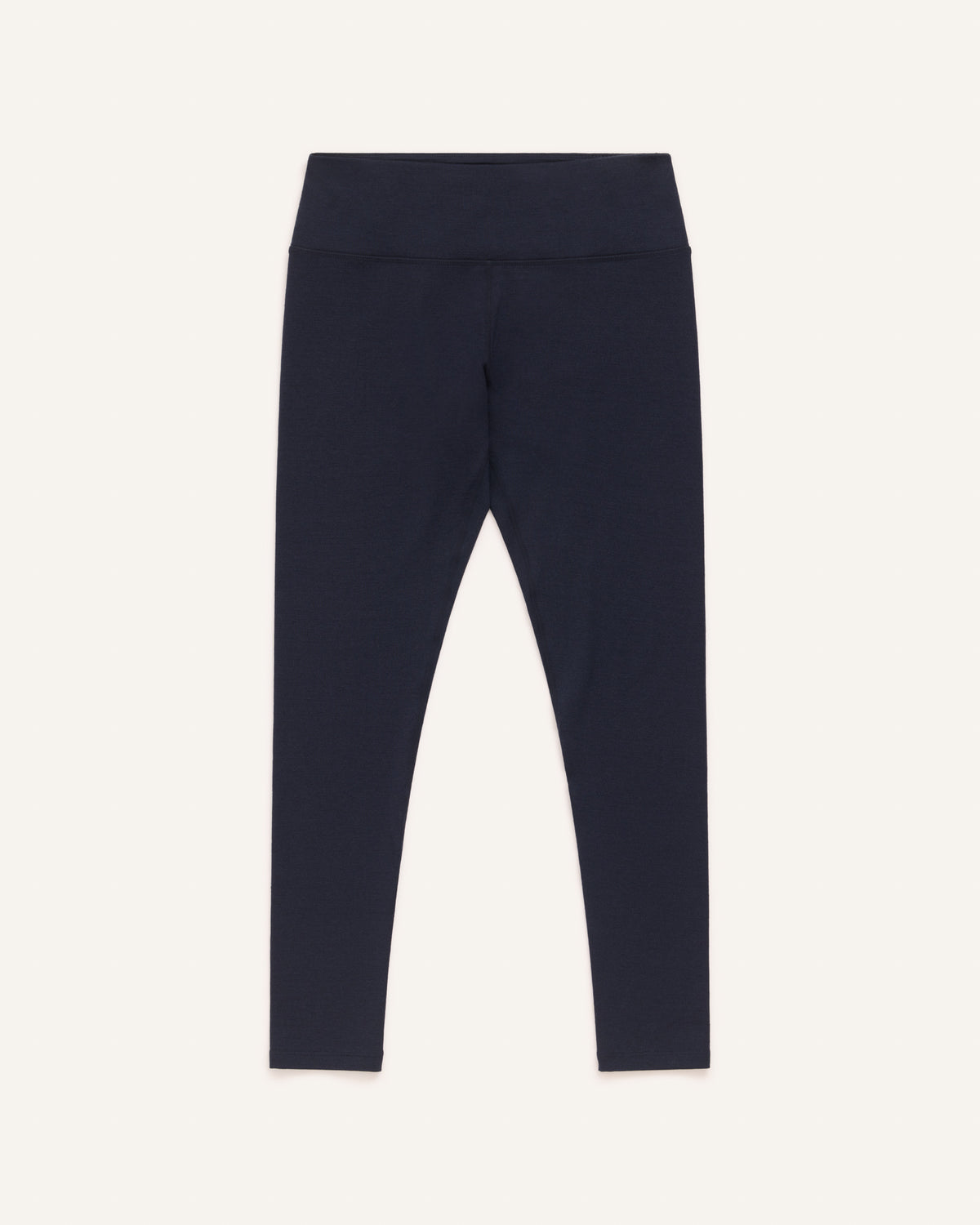 Laydown of Summit Legging in Navy. Summit Legging is a merino wool legging available in sizes XS-3X Regular, S-XXL Long.